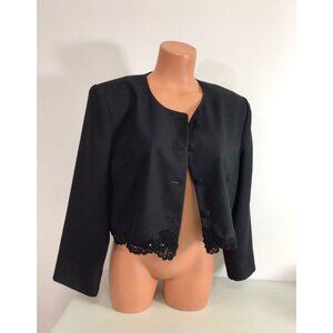 Maggy London Crop Blazer Embroidered Cocktail Jacket Womens 14